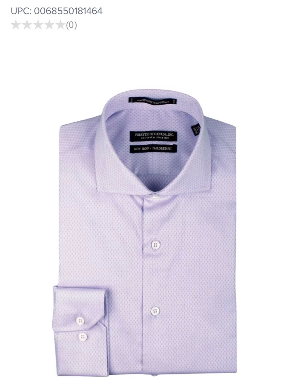 Forsyth of Canada Lilac Textured Non-Iron Dress Shirt NWT sz 17 36/37